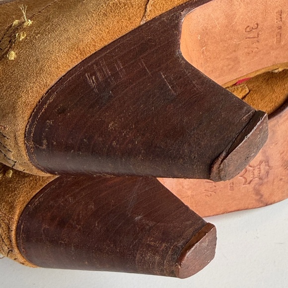 El Vaquero Studded Bohemian Suede Southwestern Aztec Heeled Boots Size 37.5 - Picture 14 of 16